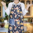 thumbnail image 6 of Pioneer Flower Floral Print Pattern Cotton Linen Apron with Pockets, Waterproof Adjustable, 33x27 Inch for Kitchen, Gardening, BBQ, Salon, 6 of 6