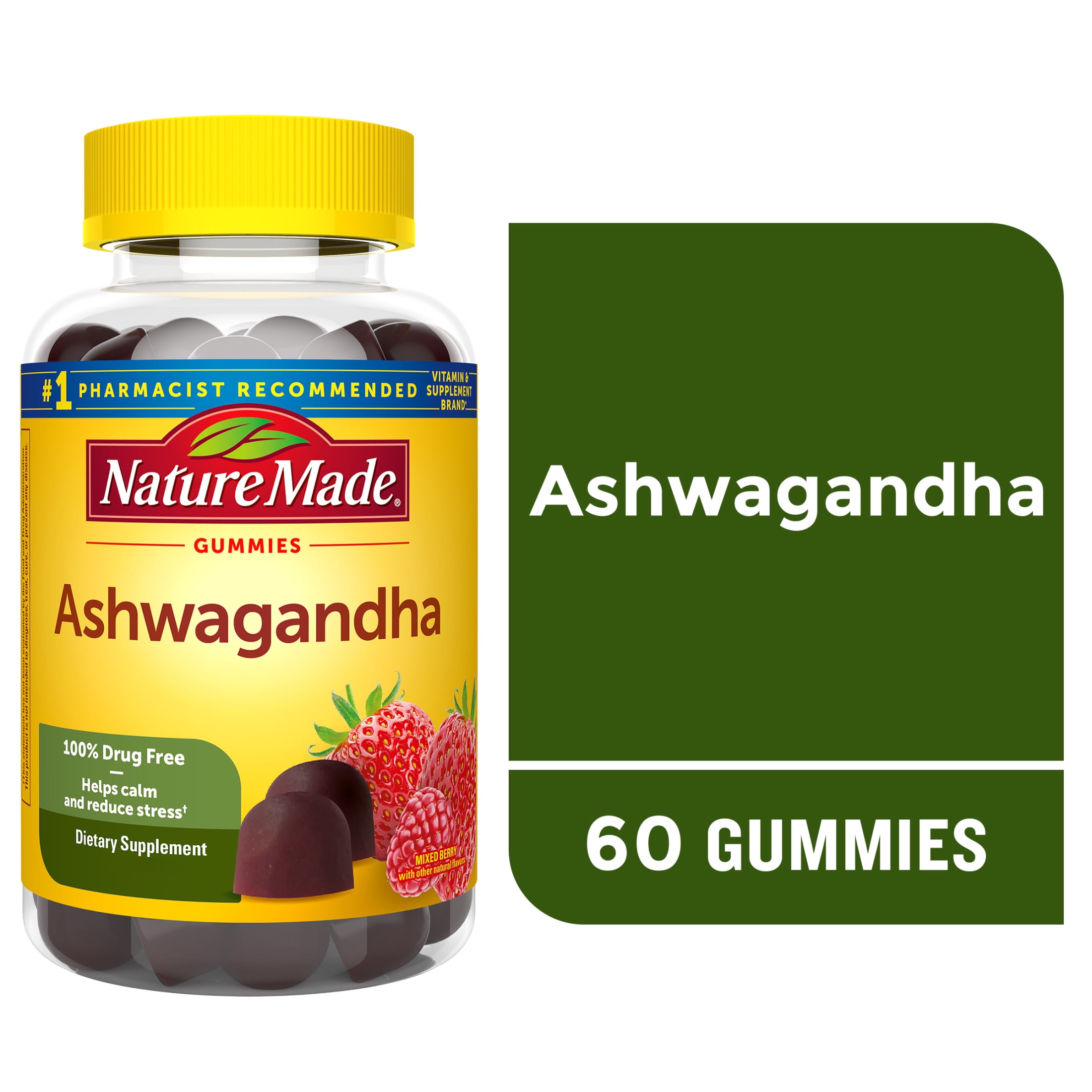 (2 pack) Nature Made Ashwagandha Gummies 125mg, Dietary Supplement for Stress Support, 60 Count