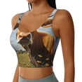thumbnail image 2 of Fotbe Daisy Flower Field Cow Sujetador Deportivo Largo sin Aros para Mujer con Almohadillas y Soporte Medio, Transpirable y Absorbente, Camiseta Tipo Chaleco o Tank Top-XX-Large, 2 of 8