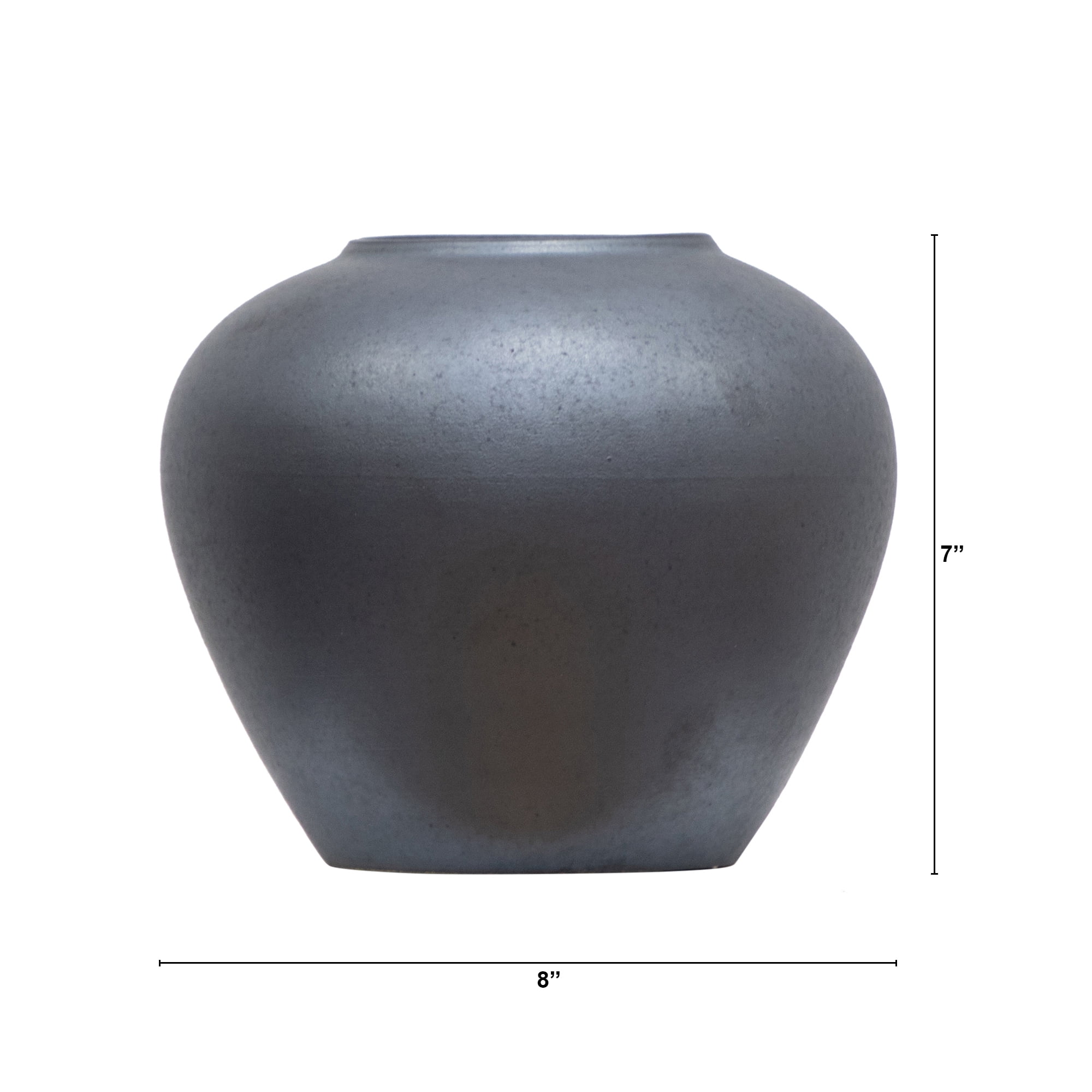 Better Homes & Gardens Ceramic Round Urn Vase, 7", Dark Gray