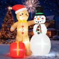 thumbnail image 4 of BSHAPPLUS® 6FT Christmas Inflatables, Snowman Gingerbread Christmas Outdoor Decorations with LED Lights, Stable Christmas Blow Up for Holiday Celebration, 4 of 14