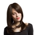 thumbnail image 2 of Pelucas de pelo sintético medio de 18 pulgadas para mujer, frente de encaje, marrón Baoblaze Pelucas de pelo, 2 of 8