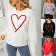 thumbnail image 2 of Wiyuqeen Women's Cute Heart Knit Sweaters Crew Neck Love Pullover Tops Long Sleeve Drop Shoulder Fall Sweaters Graphic Sweaters, 2 of 10