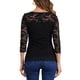 thumbnail image 3 of INSPIRAR CHIC Blusa de Encaje Floral de Manga 3/4 con Cuello Redondo S Negro, 3 of 6