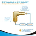 thumbnail image 3 of Hose Barb to Macho NPT Codo de 90 grados de 3/8 a 1/4 pulgadas, 3 of 8