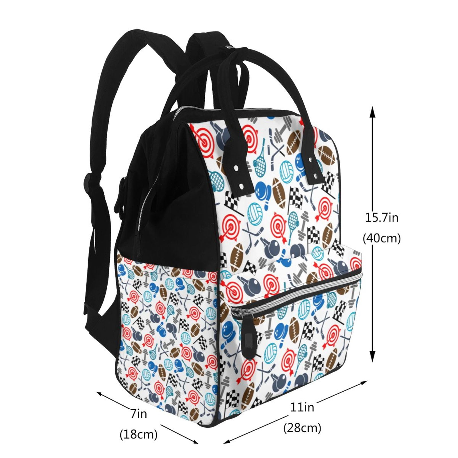 Fuzoiu Sport Items Print Diaper Bag Backpack,Baby Essentials Travel Tote,Multi function Waterproof Diaper Bag, Travel Essentials Baby Bag - Unisex