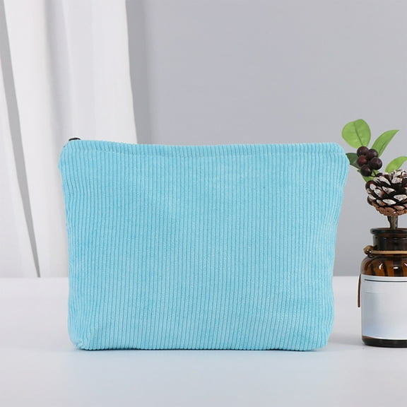 Corduroy Makeup Bag, Large Capacity Travel Toiletry Pouch Cosmetic Organizer with Zipper, Multi-Purpose Storage Bag for Stationery, Wallet, and Daily Essentials
