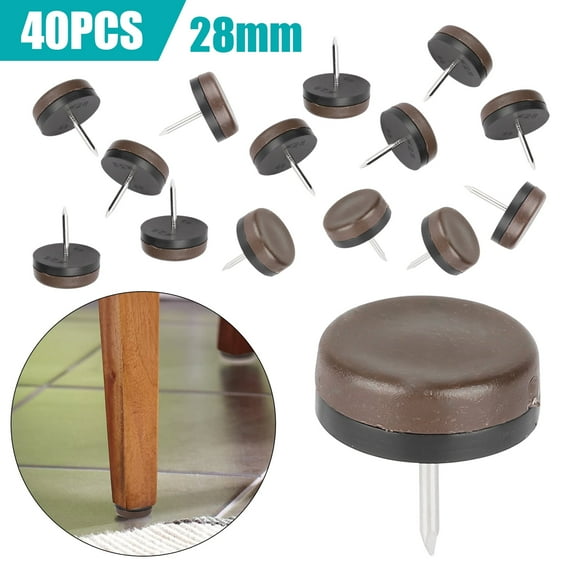 DISEN 40pcs Chair Glides Furniture Leg Glides Floor Protectors Nail-on Furniture Sliders for Hardwood Tile Surface