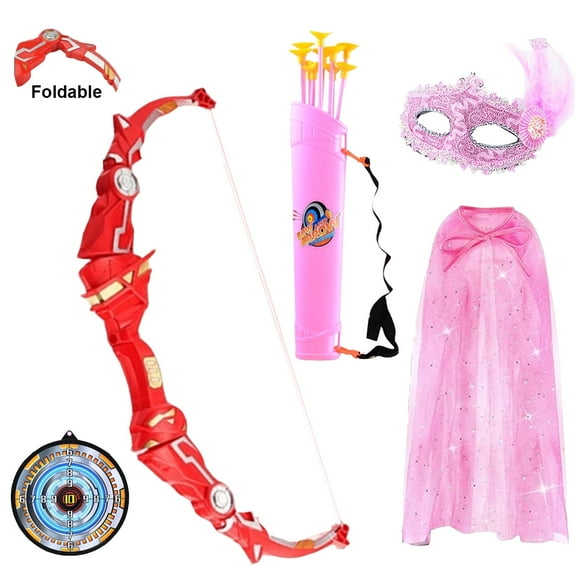 WOORNIGOJIN Bow and Arrow Set with Suction Cup Arrows, Archery Playset, Mask, Cape, Target, and Quiver