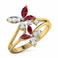 thumbnail image 2 of HeartsAndYou Marquise Natural Ruby Moissanite Butterfly Cocktail Ring 14k SOLID Yellow Gold, 2 of 9