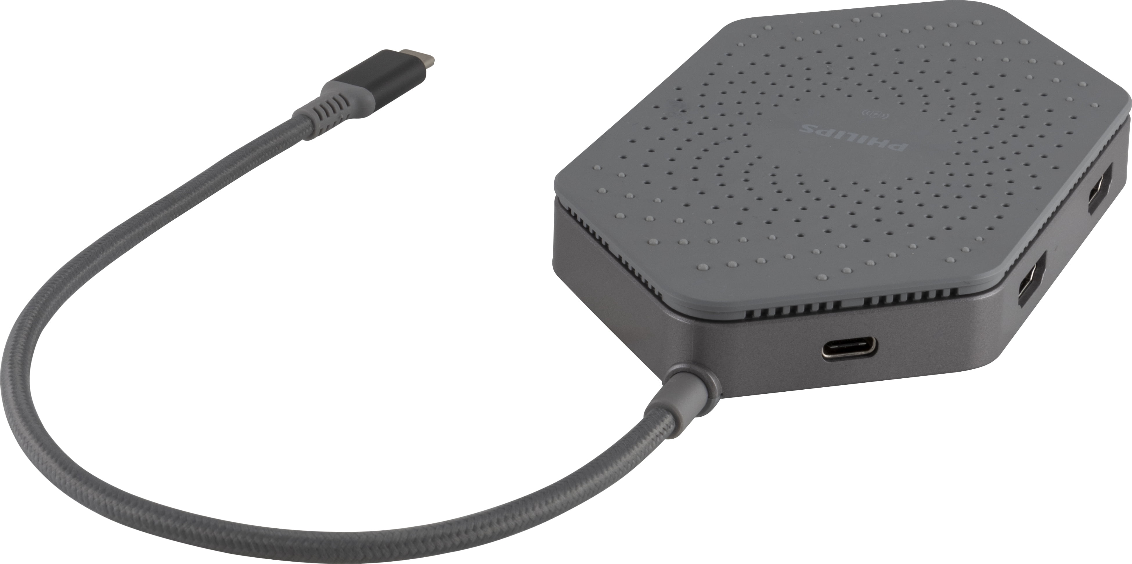 Philips Elite USB-C Travel Docking Station with Qi Wireless Charging, Silver, DLK9121C/27