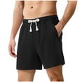 thumbnail image 6 of Men's Summer Cotton Linen Shorts Vintage Loose Fit Drawstring Short Mens Casual Solid Elastic Waist Lightweight Breathable Short Pant, 6 of 8