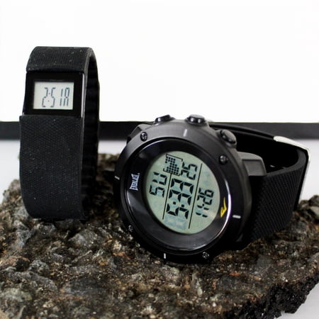 Everlast Unisex Digital Multifunctional Display Watch with Digital Activity Tracker - Black Watch with Black Activity Tracker( EVWF039GY-BK-SET )