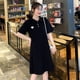 thumbnail image 5 of Vestido de mujer de manga corta, ajustado, bordado, vestido informal transpirable, negro, M Noticed AP001476-09B, 5 of 7