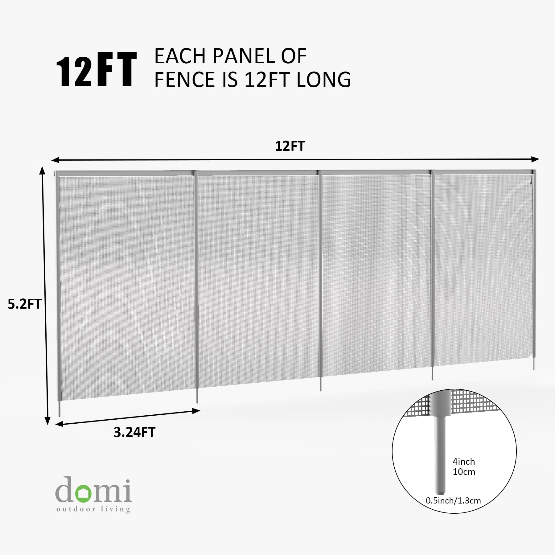 Domi 5FT x 12FT DIY Pool Safety Fence,Removable Black Mesh Fence for Inground Pools, Outdoor Backyard Swimming Pool, Garden Pool Protection,Gray