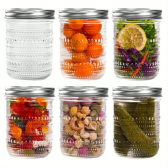 6-Pack 16oz Mason Jars with Airtight Screw-On Lids - Heavy-Duty Wide Mouth Glass Canning Jars, Reusable Multi-Purpose for Pickling/Fermenting/Jam/Sauerkraut/Storage, Ideal for Pantry Organization