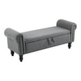 thumbnail image 6 of ATOMSPACE Storage Bench for Bedroom End of Bed, Mid-Century Corduroy Upholstered Storage Bench with Rolled Armed, Dark Grey, 6 of 10