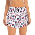 thumbnail image 2 of Rateoe Happy Columbus Day Printed 2 in 1 Women's Workout Shorts for Athletic Gym Running Shorts with Phone Pockets-Large, 2 of 7