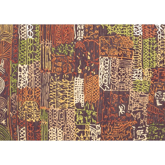 Ahgly Company Indoor Rectangle Patchwork Brown Transitional Area Rugs, 5' x 8'