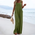 thumbnail image 4 of Lisingtool Womens Overalls Women's Fashionable Ethnic Style Solid Color Button Strap Jumpsuit Wide Leg Pants Jumpsuits for Women Dressy Green2, 4 of 4