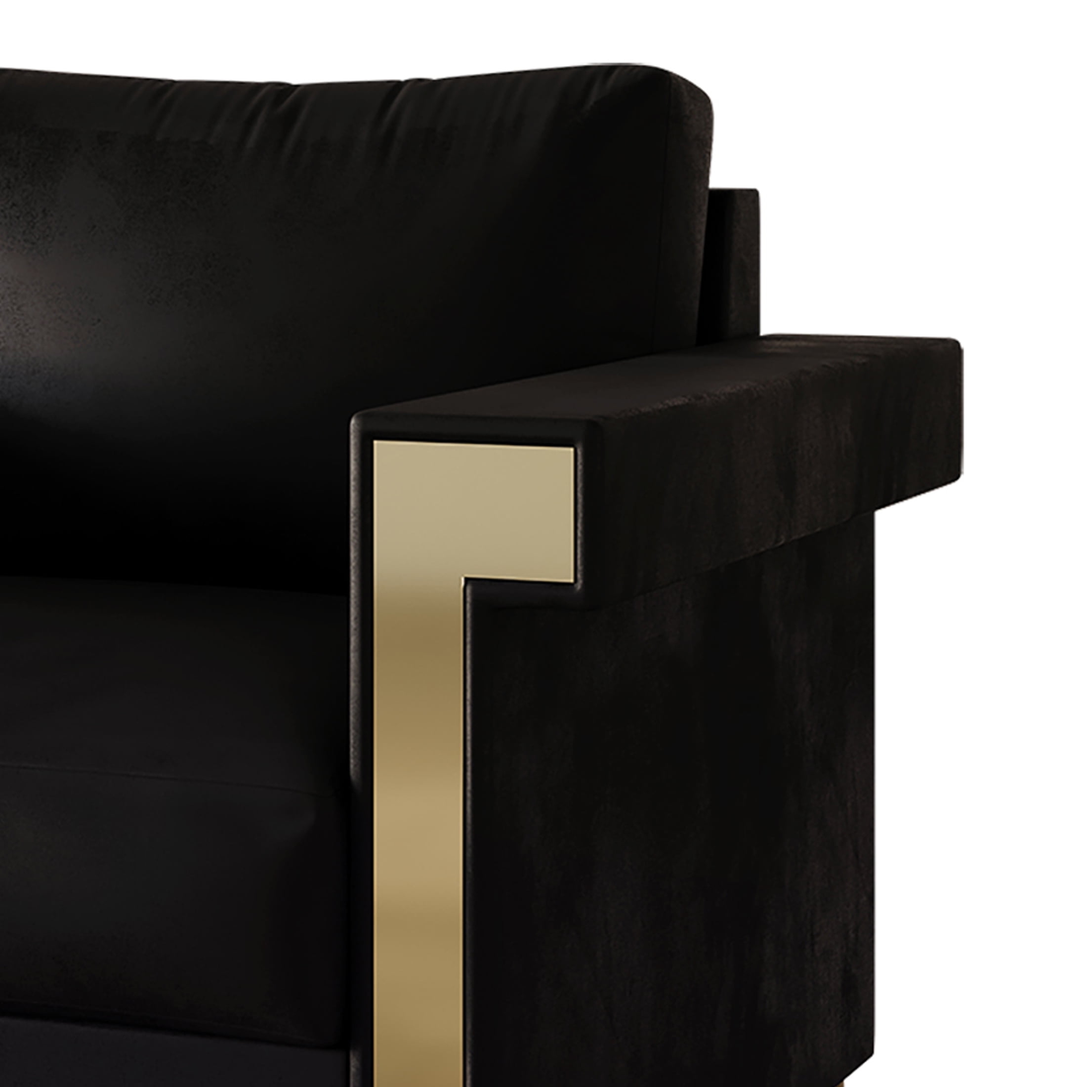 Castle Place Comtemporary Glam Velvet Upholstered Sofa, Black