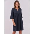 thumbnail image 4 of Minivestido ANRABESS, casual de verano, cuello en V, con volantes, azul para mujer, 4 of 6