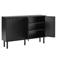 thumbnail image 3 of Modern Large Fluted Door Shoe Cabinet with 5 Solid Wood Legs and Adjustable Shelves, For Living Room, Black, 3 of 15