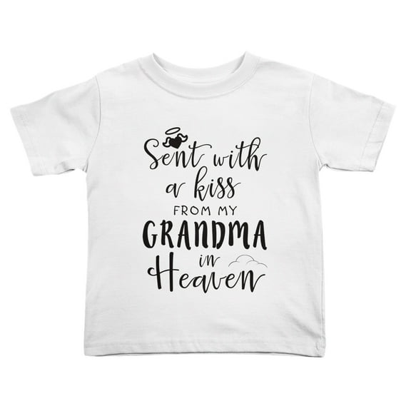 Sent with A Kiss from My Grandma in Heaven Cute Toddler Tshirts for Boys Girls (White, Youth M)