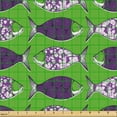 thumbnail image 2 of Ambesonne Pop Culture Fabric by the Yard Upholstery, Fish with Ornaments, 10 Yards, Fern Green Blue Violet, 2 of 5