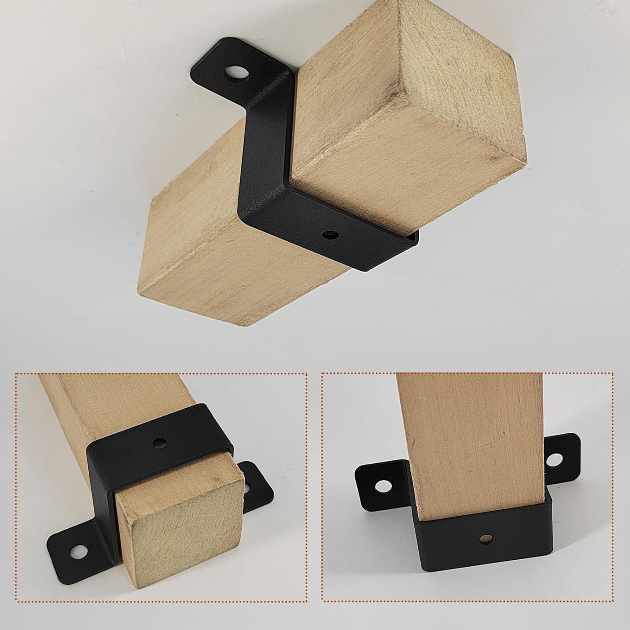 VANROUG 8Pcs Square Tube Strap Clamp, Black Deck Fence Post Tie Bracket,U-Shaped Pipe Clamp Bracket for 2x2 Square Pipe, Powder Coated Black