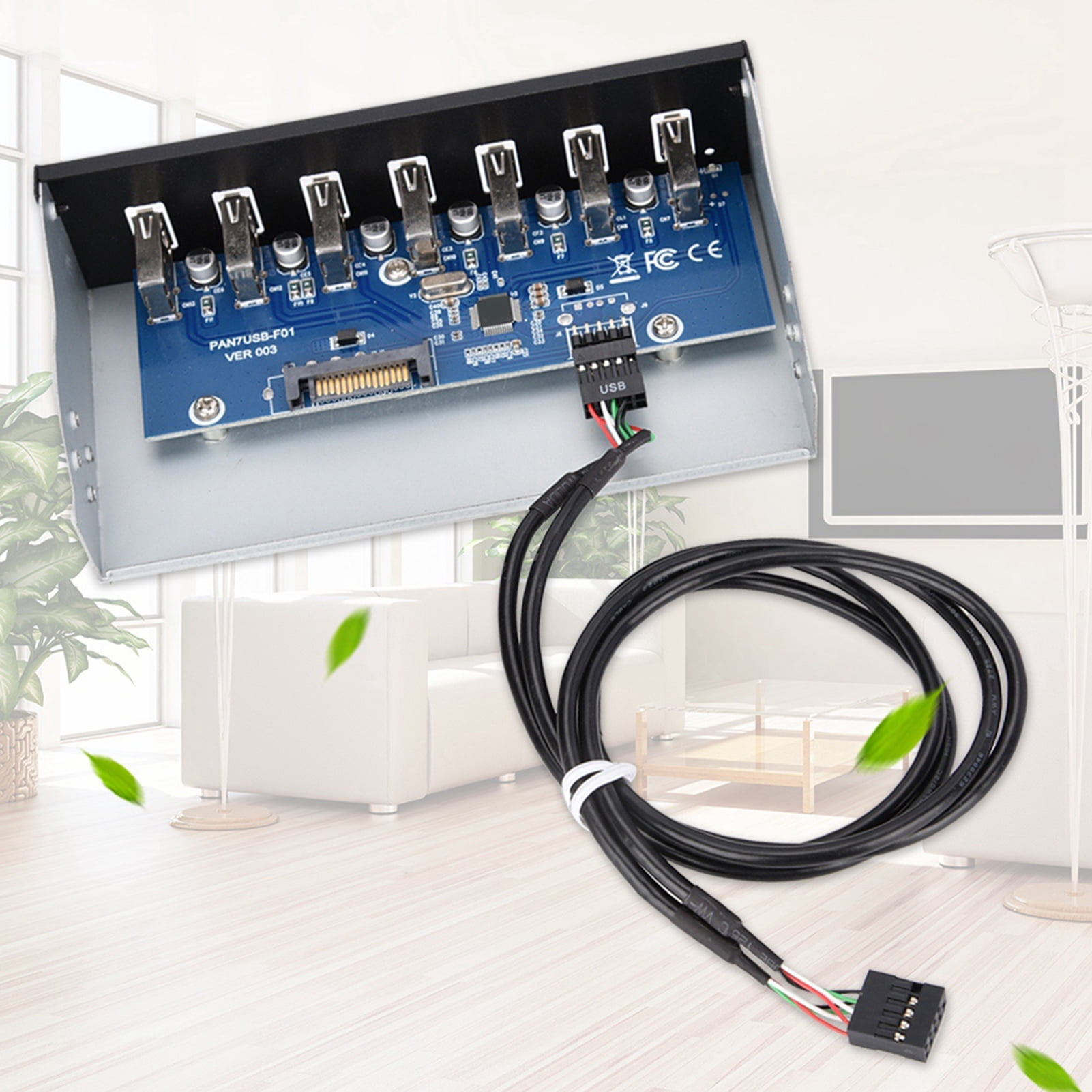 Hub USB Hub Box Panel 7 Port USB2.0 Lossless Data Transmission USB Hub Drive Panel