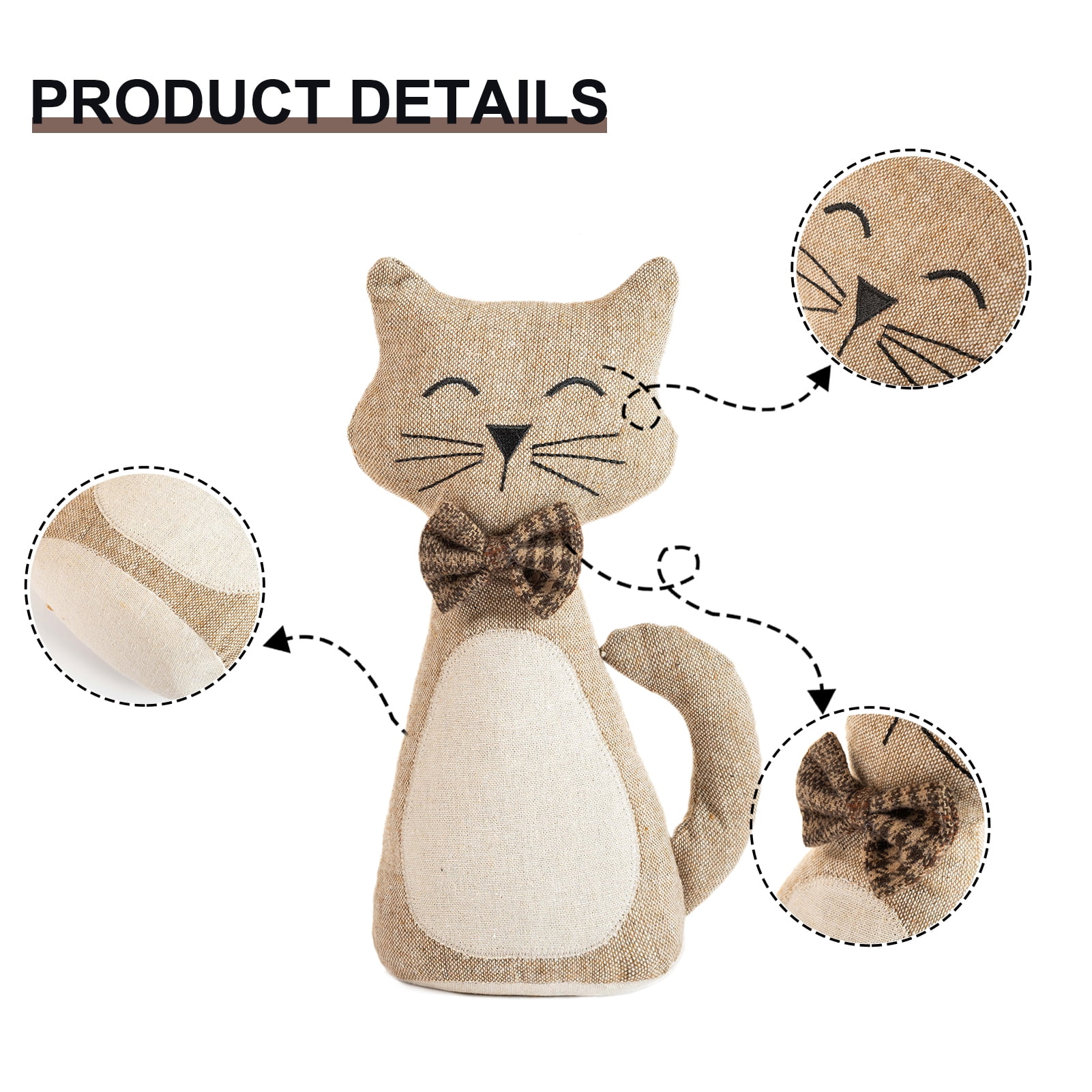 Marwood Cute Door Stopper Decorative Door Stops for Home and Office, Cat Weighted Interior Doorstop Fabric Stuffed Animal Door Stopper Floor Decorative