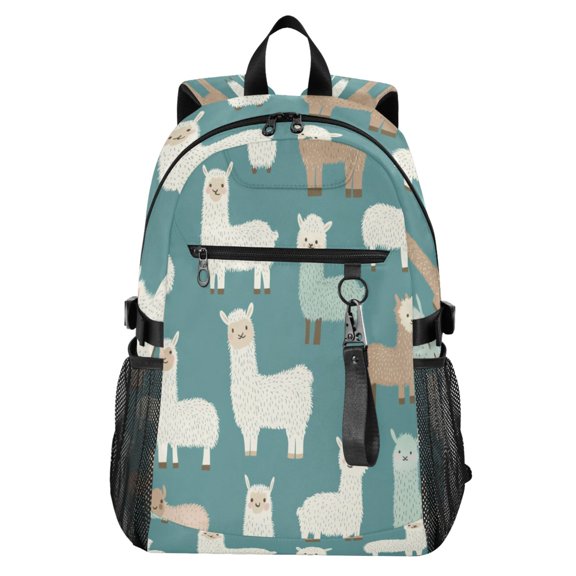 Full‑Print Casual Laptop Backpack, 20L Water‑Resistant Twill Tote Daypack with 14 Inch Computer Compartment for School Business Travel Super Cute Lamb