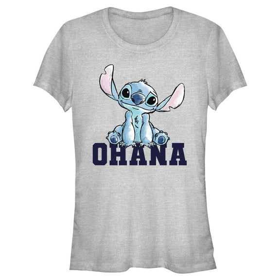 Junior's Lilo & Stitch Watercolor Ohana  Graphic Tee Athletic Heather Large