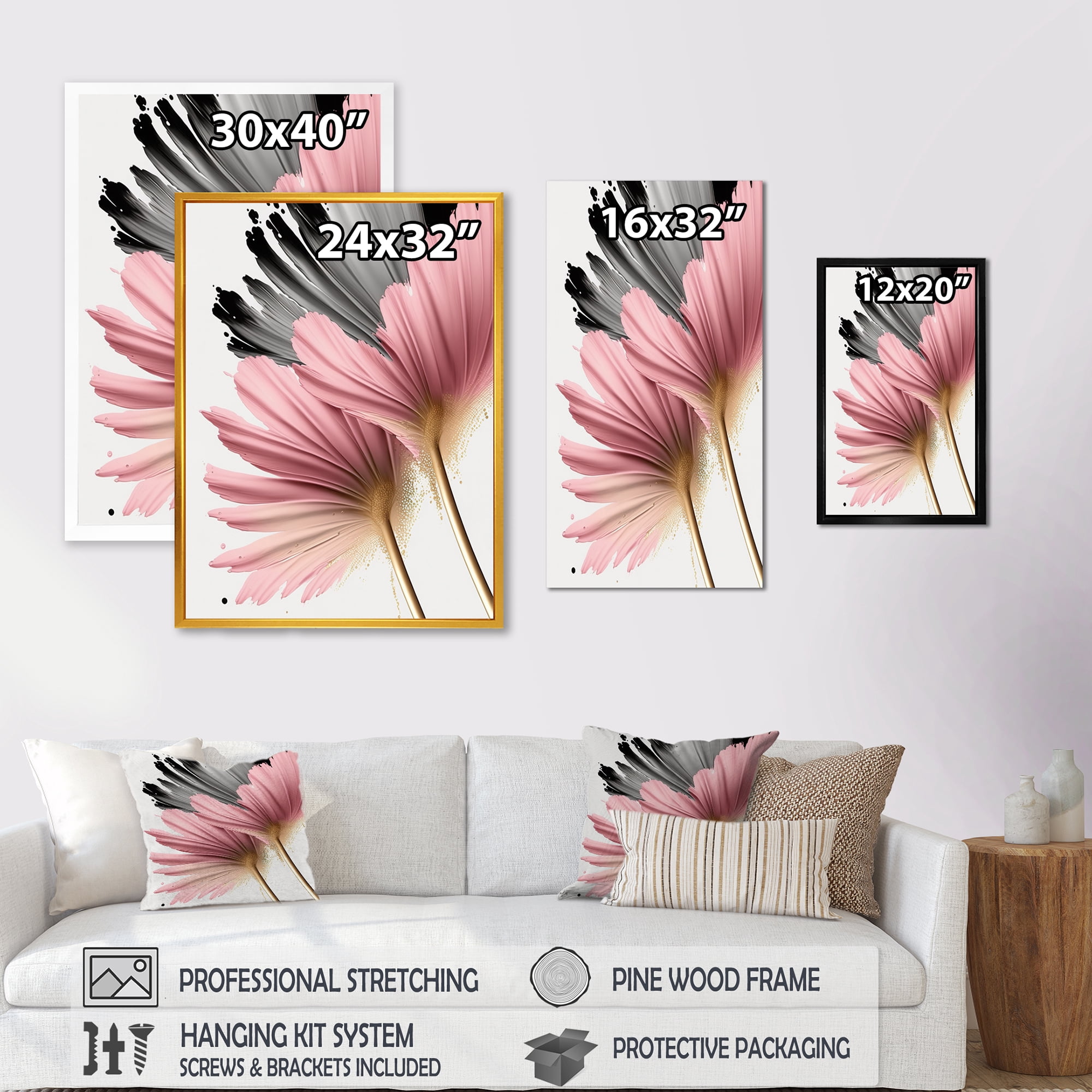 Designart Gerbera Hyperrealistic Flowers III Canvas Wall Art