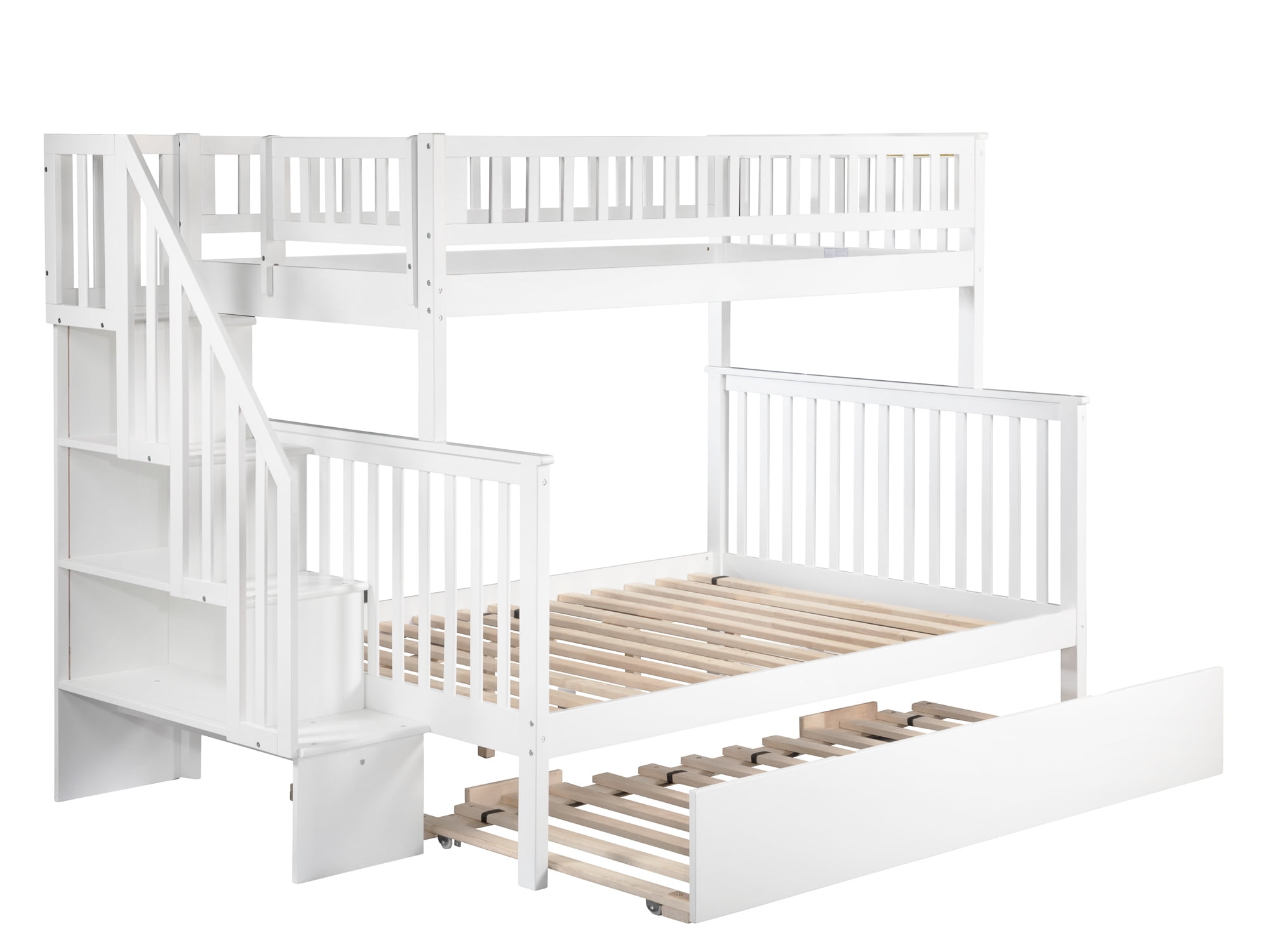 Woodland Staircase Bunk Bed Twin over Full with Full Size Urban Trundle