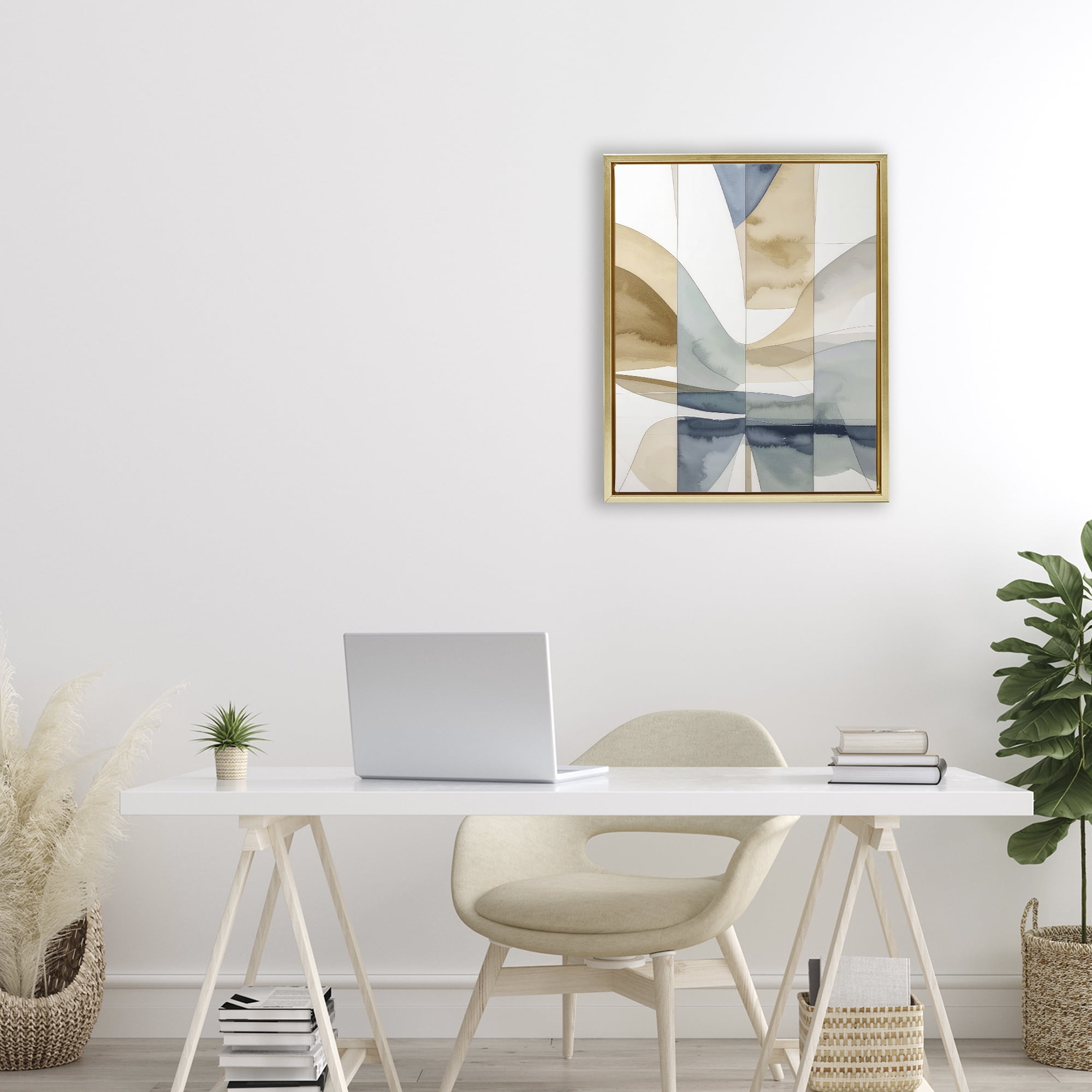 Stupell Industries Geographic Fluid Abstraction Gold Framed Floater Canvas Wall Art, design by Alonza Saunders