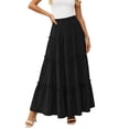 thumbnail image 2 of APEXFWDT Women's Summer Maxi Skirt Casual Flared Long Maxi Skirt Trendy Flowy Beach Boho Skirt for Holiday and Travel,XXL,Black, 2 of 5