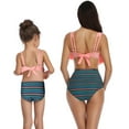 thumbnail image 3 of Jurebecia Mother and Daughter Swimsuit Bikini Set 2 Piece Sleeveless Back Straps Tie Bra Top and High Waist Triangle Panty Parent Child Clothes Set, 3 of 8
