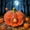 A, variant on Ceramic Glowing Halloween Pumpkin Lantern Desktop Decoration Orange White 1 Count