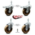 thumbnail image 2 of 4 Inch High Temp Phenolic Swivel 10mm Stem Caster Set 2 Total Lock Brake SCC, 2 of 2