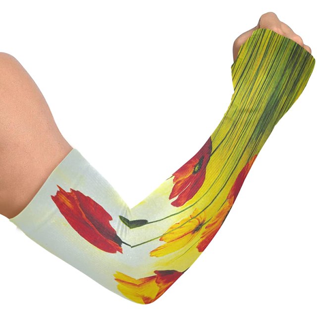 Manches de Bras Fleurs Nature Protection Solaire UV Manches Rafraîchissantes Manches de Soleil Unisexes en Soie Glacée avec Trou pour le Pouce pour Course Cyclisme Conduite Sports Extérieurs