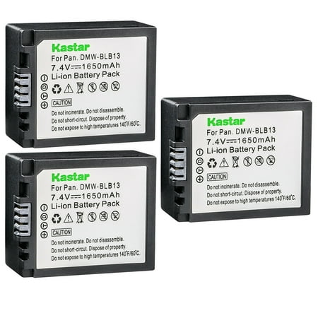 Image of Kastar 3-Pack DMW-BLB13 Battery Replacement for Panasonic DMW-BLB13 DMW-BLB13E DMW-BLB13GK DMW-BLB13PP Battery DE-A49 DE-A49A DE-A49B DE-A49C Charger Panasonic DMC-GF1EG DMC-GF1GH Camera