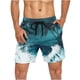thumbnail image 4 of Ceisia Men's Wave & Palm Tree Print Beach Shorts | 4-Way Stretch Drawstring Swim Trunks (Teal) Gifts, 4 of 5