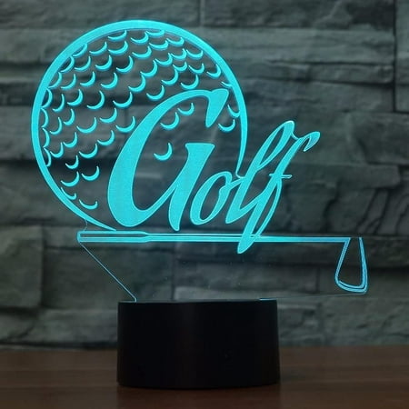 

3d Golf Night Light 7 Color Change Led Table Desk Lamp Acrylic Flat Abs Base Usb Charger Home Decoration Toy Brithday Xmas Kid Children Gift
