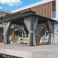 thumbnail image 3 of Aoxun 12'x12' Hardtop Gazebo, Aluminum Frame Canopy with Double Galvanized Steel Roof, Outdoor Metal Pavilion with Netting, Curtains for Backyard, Patio and Deck, 3 of 9