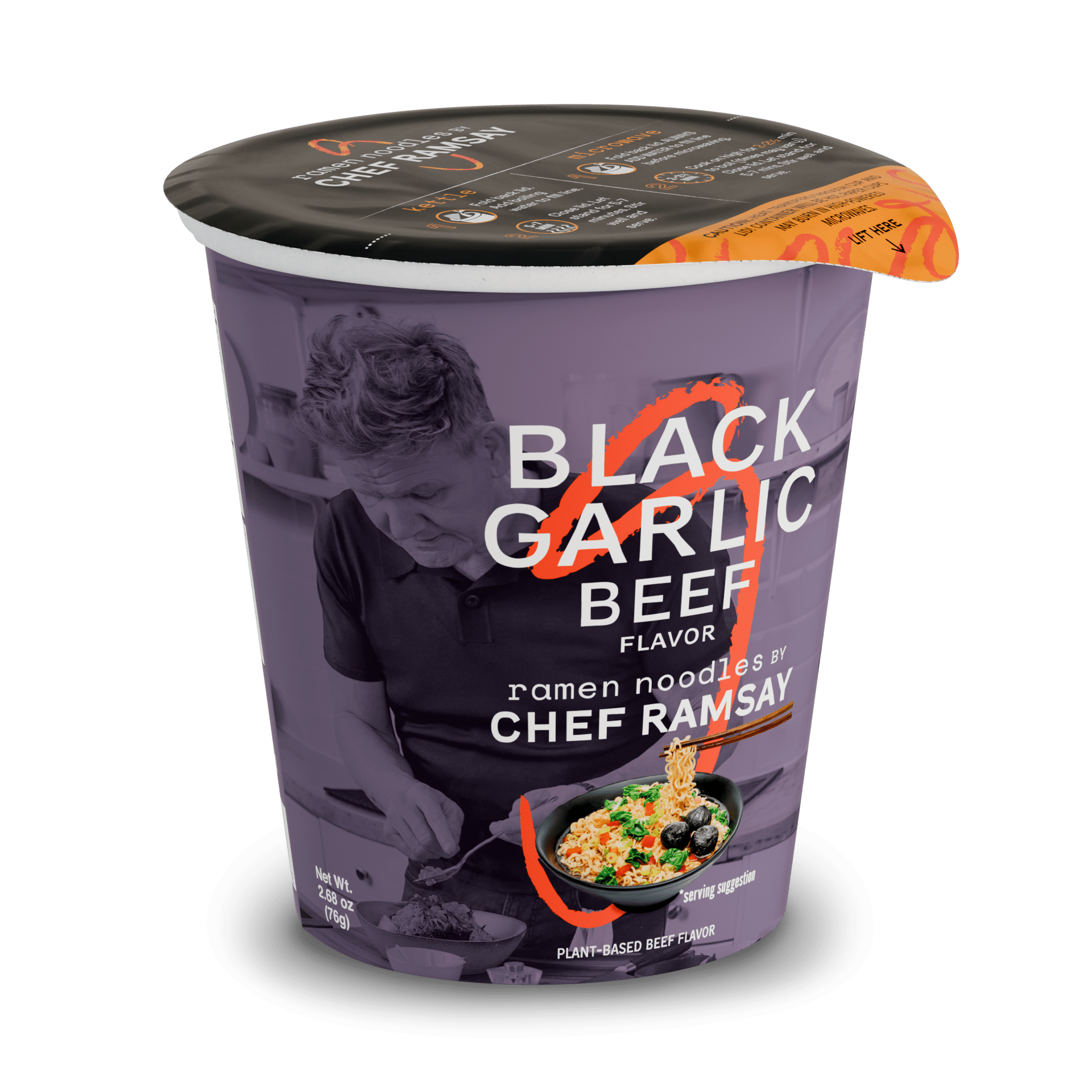 Black Garlic Beef Ramen Noodles by Chef Ramsay | Chef Woo High Protein Ramen Cups