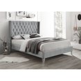 thumbnail image 2 of Better Home Products Alexa Velours Rembourré Lit Grand Plate-Forme en Gris, 2 of 7