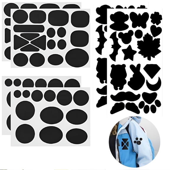 TELOLY 6 Sheets Nylon Repair Patches Self Adhesive Patch Different Size and Shapes Clothes Patch Fabric Clothing Repair Patch for Down Jacket,Tent Clothes,Bag and Outerwear Repair (Black)