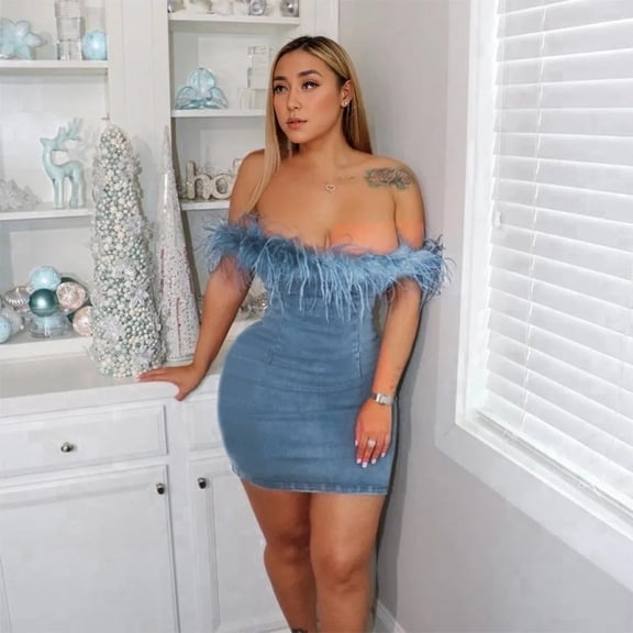 Off-Shoulder Denim Dress